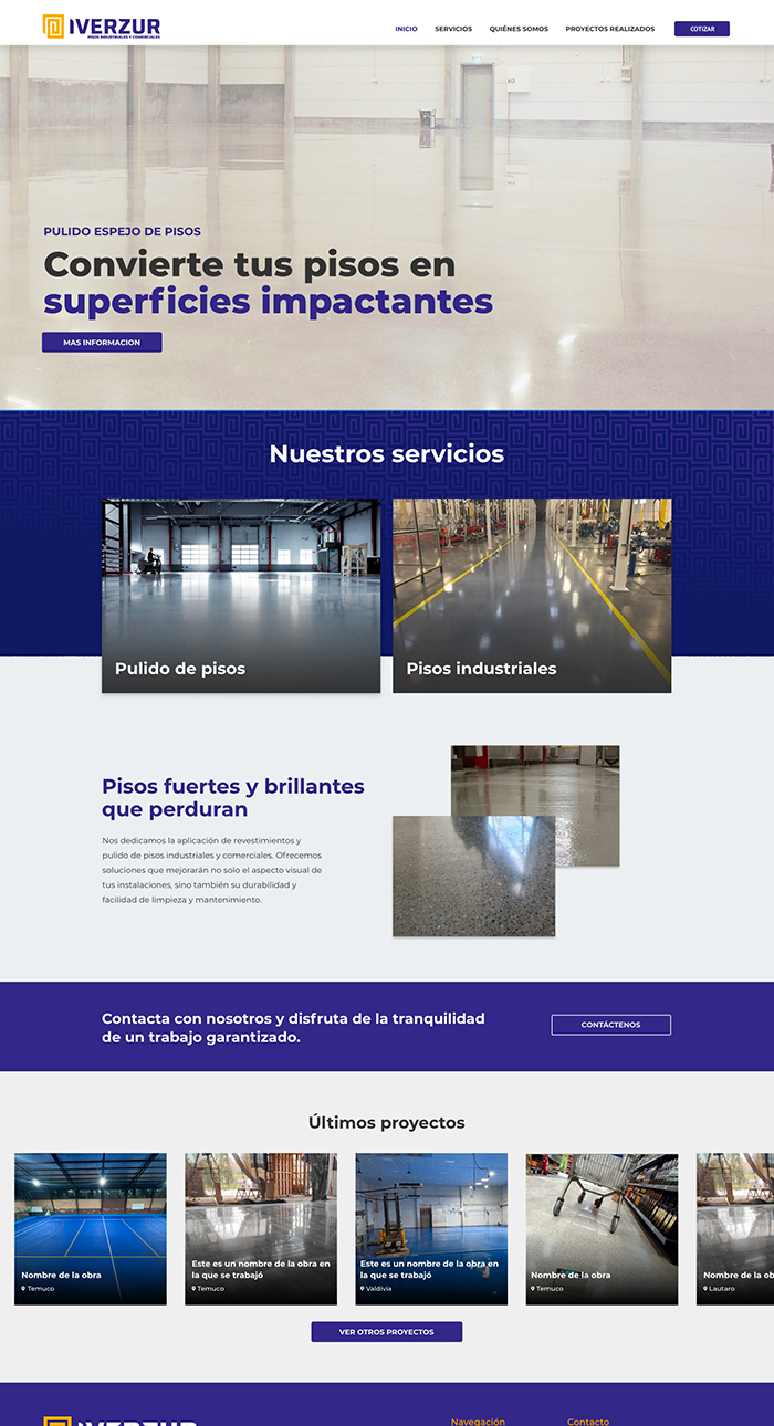 Diseño de página web profesional para Servicios Iverzur